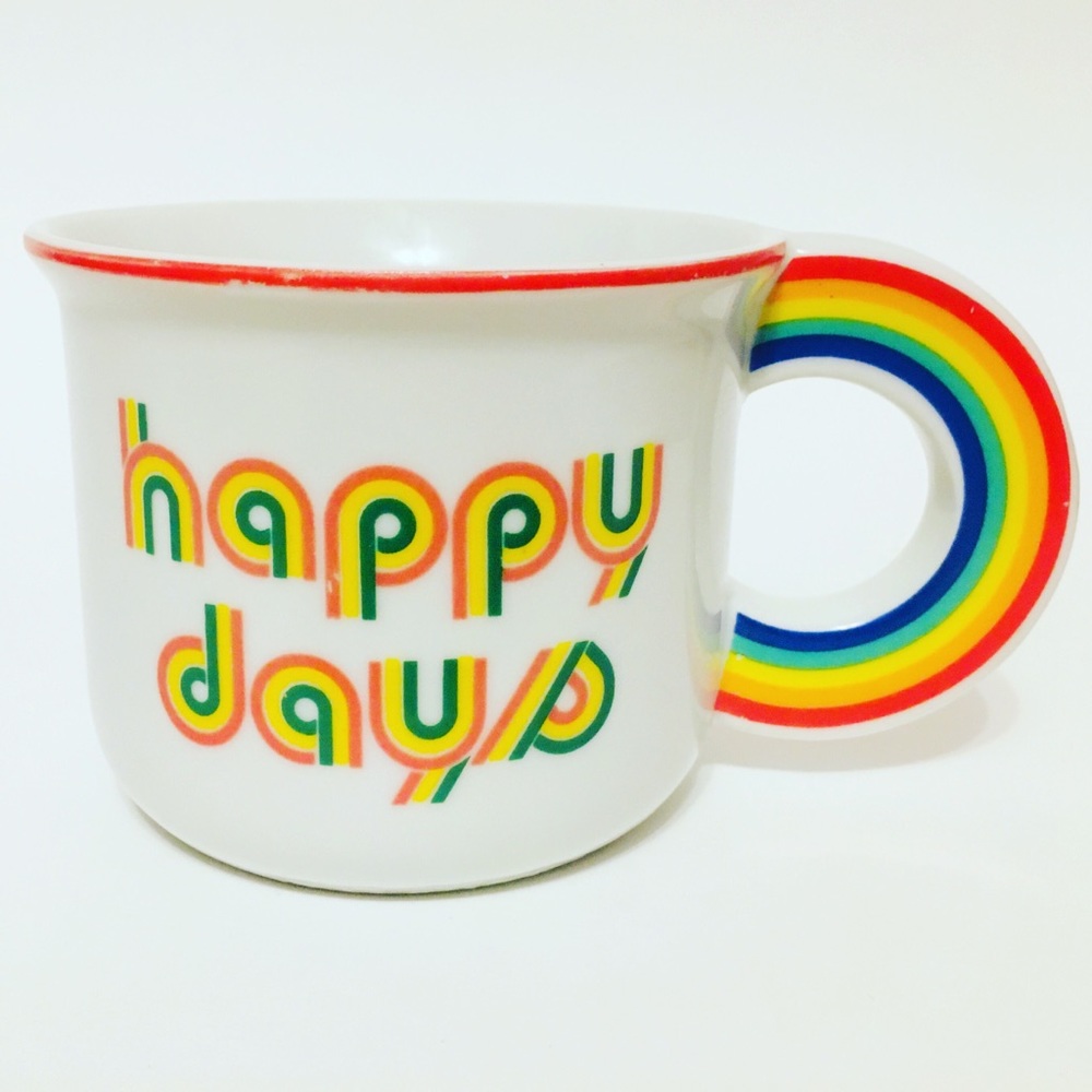 Happy Days Rainbow Handle Mug Vintage 70s Retro
